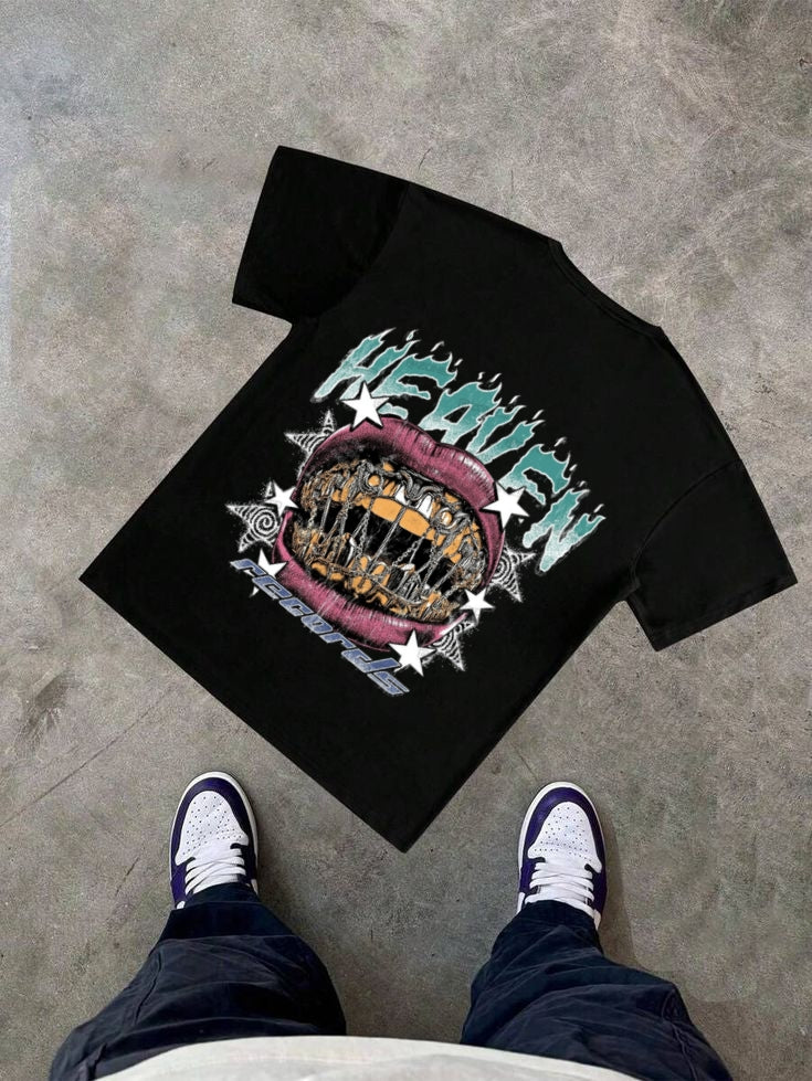 STREET GRAPHIC OVERSIZE TEE – “HEAVEN RECORDS” FLAMING LIPS DESIGN