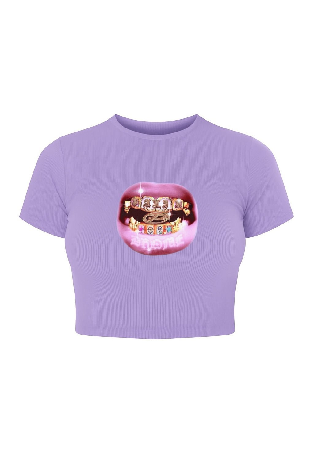 👕 “Grillz Kiss” Cropped Tee – Available in Black, White, and Lavender