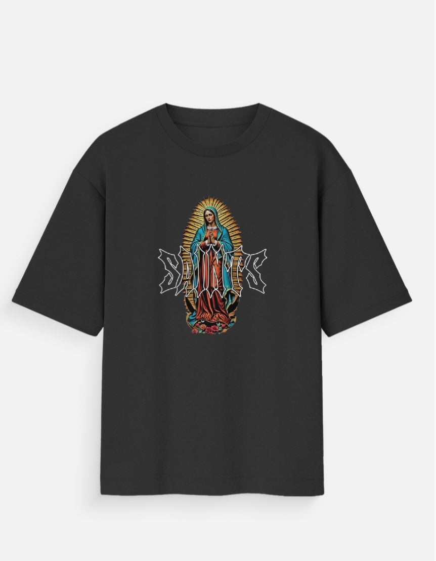 Black Oversized "Saints" Graphic Tee