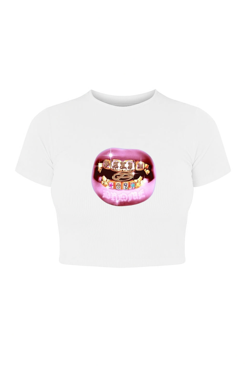 👕 “Grillz Kiss” Cropped Tee – Available in Black, White, and Lavender