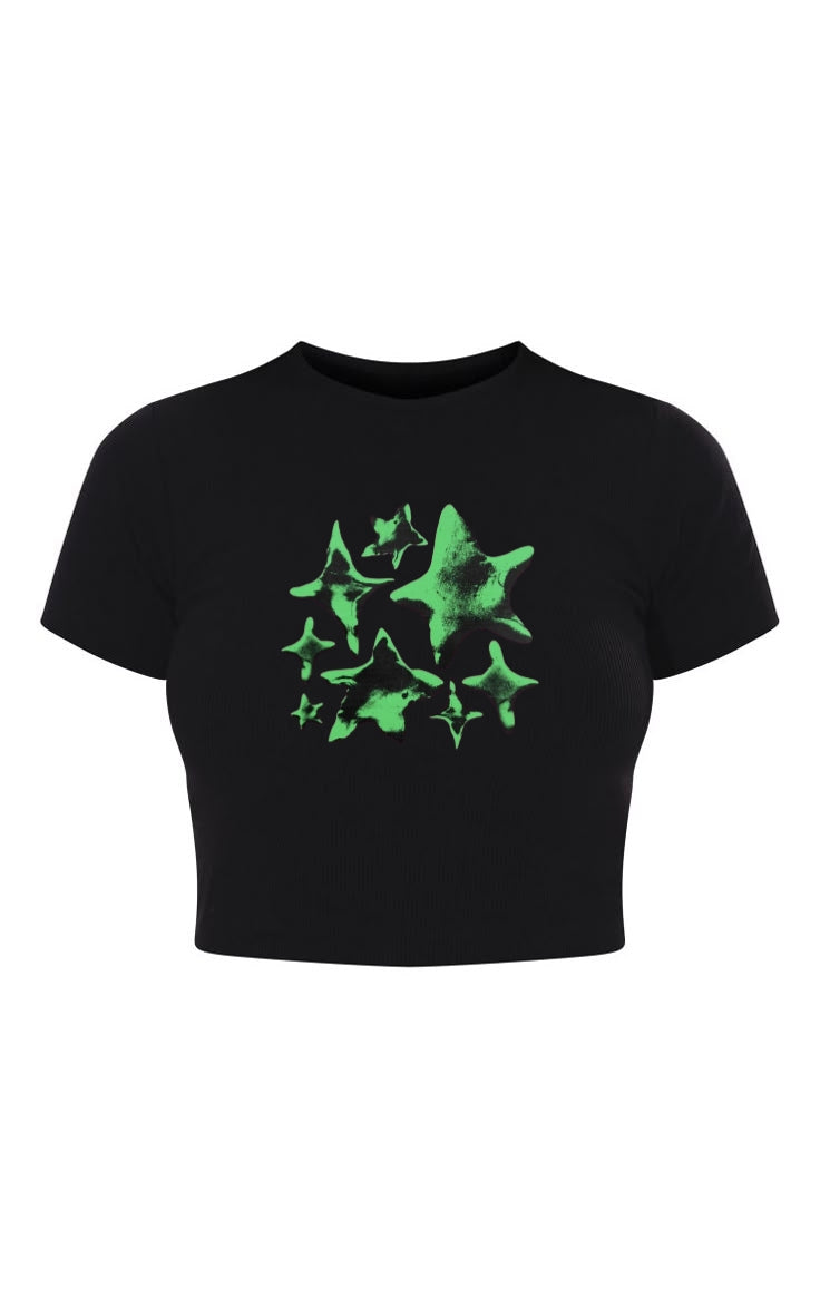 Neon Star Cluster Graphic Crop Tee
