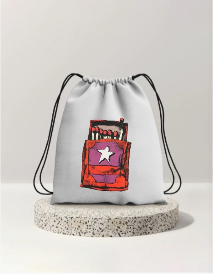 Bold Matchbox Graphic Drawstring Bag
