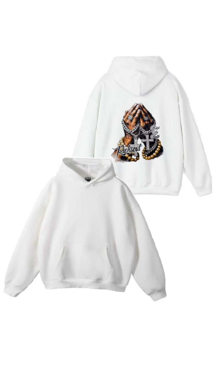 "White “Rich Soul” Graphic Hoodie"